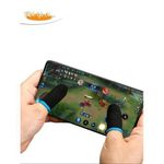 product_image_name-Generic-Paire De 2 Gants de jeux Vidéo Pour Téléphone Portable Anti-Transpirant, Manchon pour écran tactile en fibre de carbone et argent- Noir-4