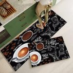 Ensemble de 2 Tapis de Cuisine Motif Café - Design Moderne et Élégant