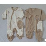 KIT NAISSANCE GARCON GRIS BLANC DEUX GRENOUILLERES DEUX BONNETS