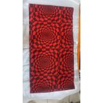 Pagne Kodjo de Prestige - Motif Hypnotique "Cercle de Vie" - Rouge Intense & Noir - 6 Yards