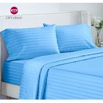 product_image_name-Generic-Drap De Lit 2 Places Avec 2 Taies-à Motif Rayures-Bleu ciel-3