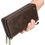 Generic Portefeuille Long Double Zippé en Simili Cui-MARRON - image 2