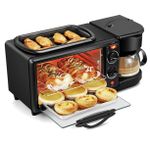 Generic Machine à petit-déjeuner 3-En-1 Multifonctionnelle - Mini Four + Poêle + Cafetière