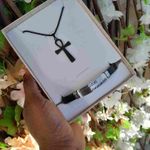 product_image_name-Fahion-Box cadeau longue chaîne Homme 60cm Noir et bracelet  Argenté,   En Acier Inoxydable Pendentif croix de jesus , crucifix idéal cadeau de saint valentin, anniversaire,  mariage, baptêmes -3