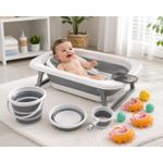 Generic Kit Baignoire Bébé Pliable 8 en 1 avec Thermomètre et Accessoires - image 3