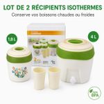 Generic Lot de 2 marmites isothermes avec robinet – 1,8 L et 4,8 L