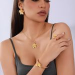 product_image_name-HUAHUA-Light luxury retro gold flower pendant necklace bracelet ring earring high-end jewelry set-8
