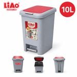 product_image_name-Liao-Poubelle de Maison 10L avec Pédale - Design Moderne & Ergonomique - Plastique Haute Résistance - Idéale Cuisine, Salle de Bain ou Bureau - Gris et Rouge-1