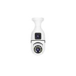 CALUS Camera De Surveillance WIFI E27 Max - Double Caméra + Carte Mémoire 32 Giga- Blanc
