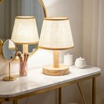 Generic Lampe de table en bois et jute, veilleuse/lampe de table avec télécommande tricolore - image 6