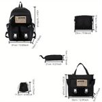 product_image_name-Fashion-Sac à dos scolaire enfant 5 pièces, sac femme, sac pour ordinateur portable, cabas étudiant - Noir-2