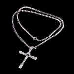Collier pour homme avec pendentif croix ornée en acier inoxydable