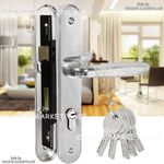 Poignée De Porte + Serrure Encastrable Avec 5 Clés - Gris