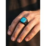 Generic Bague Homme Acier Pierre TURQUOISE BRILLANTE - image 2