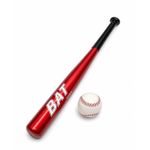 Generic Batte de Baseball avec ça Balle – Rouge Métallisé 25cm