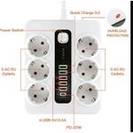 product_image_name-Generic-Multiprise – 6 prises + USB avec minuterie 3000W – Charge Rapide-6