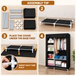 LM Armoire Pliable en Tissu – Garde-Robe Portable 6 Étagères – Noir - image 8