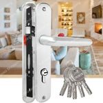 Generic Ensemble Poignée De Porte + Serrure Encastrable De Serrure Avec 5 Clés - Argent - image 3