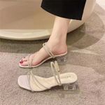 Fashion Mules à talon épais avec strass