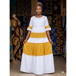 longue robe de soirée ou boubou blanc or