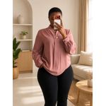 Mode Chemisier Femme Chic Rose Manches Longues