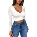Crop-Top Moulant Femme à Manches Longues