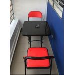 Table Vitrée + 2 Chaises Pliables - Multicolore