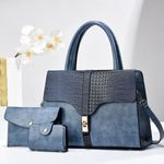 Mode Sac à Main Femme 3 Pièces - Bleu