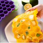 product_image_name-General-Lot de 3 bacs à glaçons en nid d'abeille - 37 cavités, moule en silicone sans BPA avec couvercles faciles à démouler-8