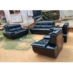 Fauteuil Merveille Salon 07 places en similicuire noir 