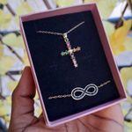 product_image_name-Fashion-Bijoux chaîne femme croix doré 2en1 chaîne bracelet pendentif ensemble bijoux accessoire femme inox luxe mode stylé femme cadeau femme coffret cadeau anniversaire femme fête mere Saint Valentin Mariage amour cœur -1