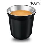 Tasses à café espresso double paroi en acier inoxydable 160ml (noir)