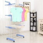 product_image_name-Generic-Séchoir à Linge Pliable - 3 Niveaux Réglables - Grande Capacité Avec Roues - Bleu-8