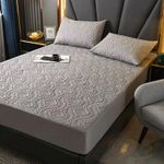 product_image_name-Generic-1 Pièce Housse de matelas matelassée imperméable, drap avec élastique - 1.5M X 2M - Gris Foncé-1