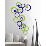 Lot De 20 Cercles  Autocollants Muraux - 10 Verts / 10 Bleus