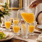 Generic Carafe avec 6 Verres - Service à Boisson en Verre Transparent