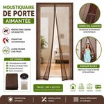 Moustiquaire de porte magnétique - 100 x 210 cm - marron 