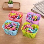 Generic  Lot de pinces à linge multicolores avec panier de rangement - image 3