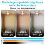 Generic Ventilateur de plafond (52 cm) - LED dimmable 40 W (2000 Lumens), douille E27  - 3 vitesses de ventilation, télécommande - image 3