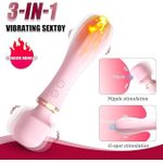 product_image_name-Generic-3-in-1 Heating Vibrator  Wand Massage Toy for Female  10 speed Dual Stimulation Vibrator with Lingerie Free Gift-6