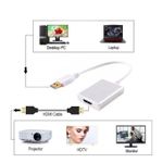 Generic Adaptateur DisplayPort (DP) Vers HDMI Câble Convertisseur Avec Audio - Blanc - image 3