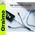 Generic Câble de charge 3 en 1 Oraimo avec ports micro USB, USB-C et Lightning, compatible Android, iOS et appareils USB-C - image 3