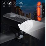 Generic Bicycle 3 Mode LED Front & 5 USB Tail Light Combo Front Rear Light (Black, Red) - image 3