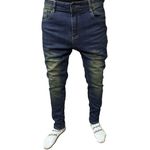 Pantalon Jeans  Slim Indigo - Effet Sablé Vintage