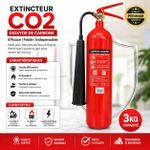 Extincteur 3 KG – Dioxyde de Carbone – Avec Flexible et Diffuseur