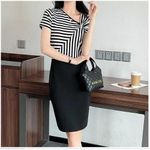 product_image_name-Generic-Robe Moulante à Rayures Avec Encolure Asymétrique-2