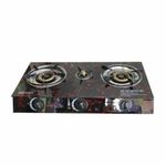 Réchaud à Gaz 3 Feux - Table de Cuisson en Verre Trempé Haute Résistance - Design Marbré Rouge et Noir - Brûleurs Haute Performance - Nettoyage Facile et Sécurité Maximale