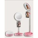 Generic Lampe D'appoint De Bureau Pliable Avec Miroir De Maquillage -Rose