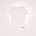 Kiabi T-shirt Côtelé Blanc Fille – Manches Courtes avec Finitions Ondulées - 18 Mois