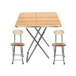 Generic Mini Table Pliante + 2 Chaises Marron